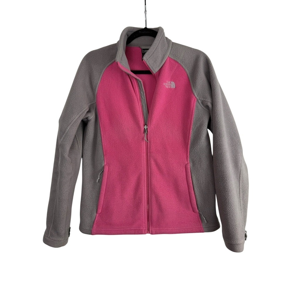 The North Face Pink Gray‎ Dual Color Full Zip Fleece Sweater Jacket Womens Med